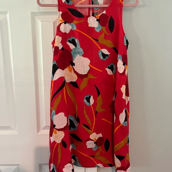 Beautiful summer linen red print dress. - Picture 1 of 3